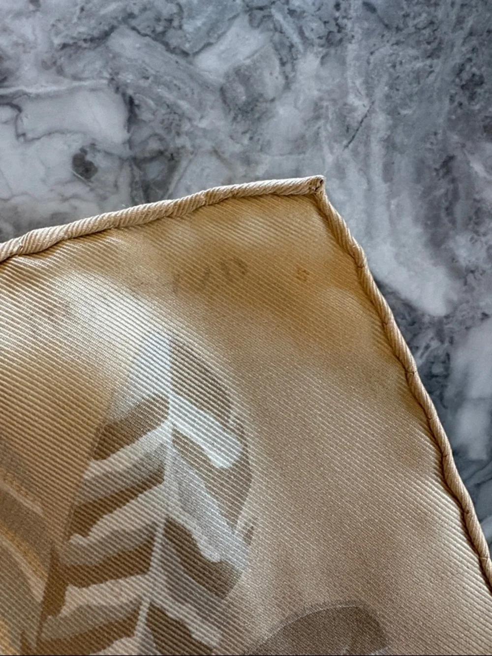 Vintage Holland & Holland Beige Feather Print Silk Scarf